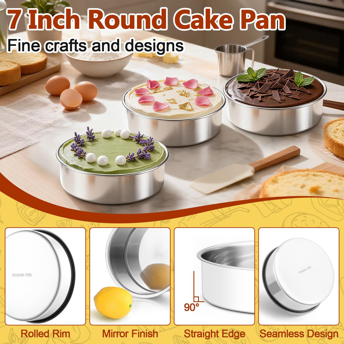 P&P CHEF 7-inch cake pan straight-side design for precise layers