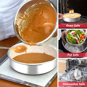 PP CHEF 8-inch round cake pan set dishwasher-safe for easy cleanup