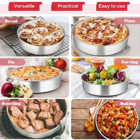 PP CHEF 8-inch round cake pan set leakproof walls prevent batter leakage