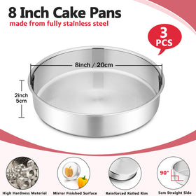PP CHEF 8-inch round cake pan set stacked pans for multi-layer desserts