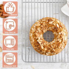 P&P CHEF cooling rack 9.7-inch rectangle supports cookies and wings.
