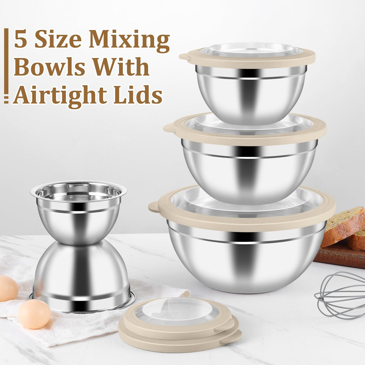 Lids keep leftovers fresh and reduce splashes during mixing with P&amp;P CHEF bowls.
