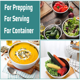 P&P CHEF bowls come in six sizes from 0.7 to 4.6 quarts for versatile prep.