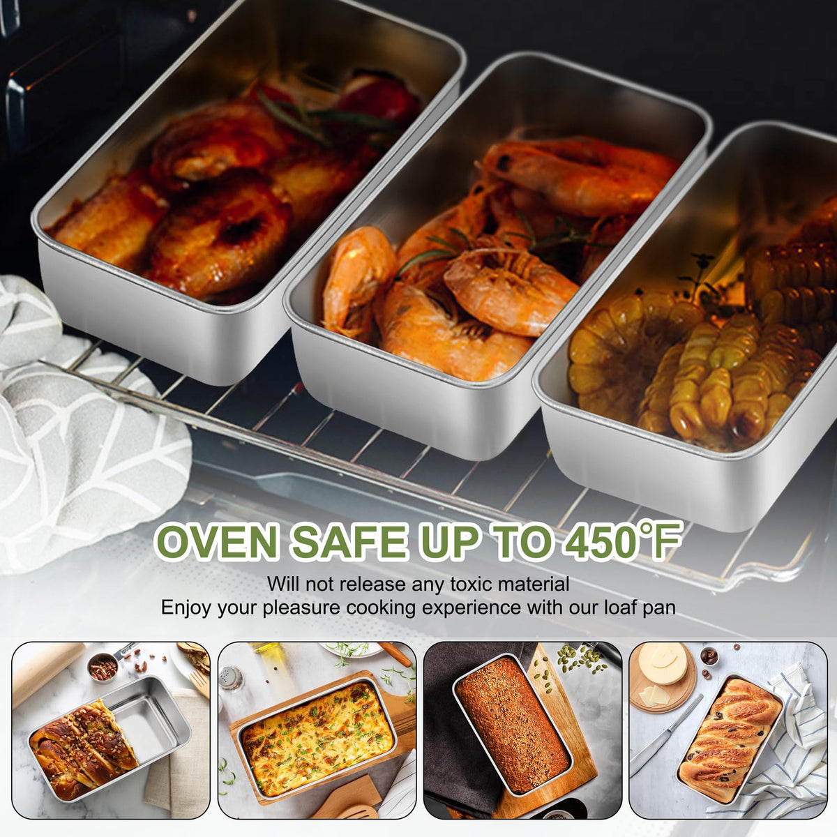 P&P CHEF brushed-surface bread pans resist fingerprints and release batter.