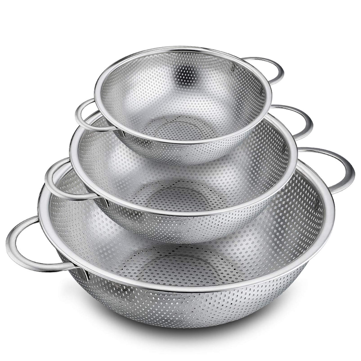 P&P CHEF large colander from set 3 with sturdy construction for easy pasta draining