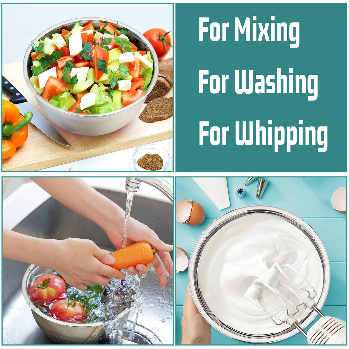 P&P CHEF colored lids seal tightly to keep ingredients fresh.