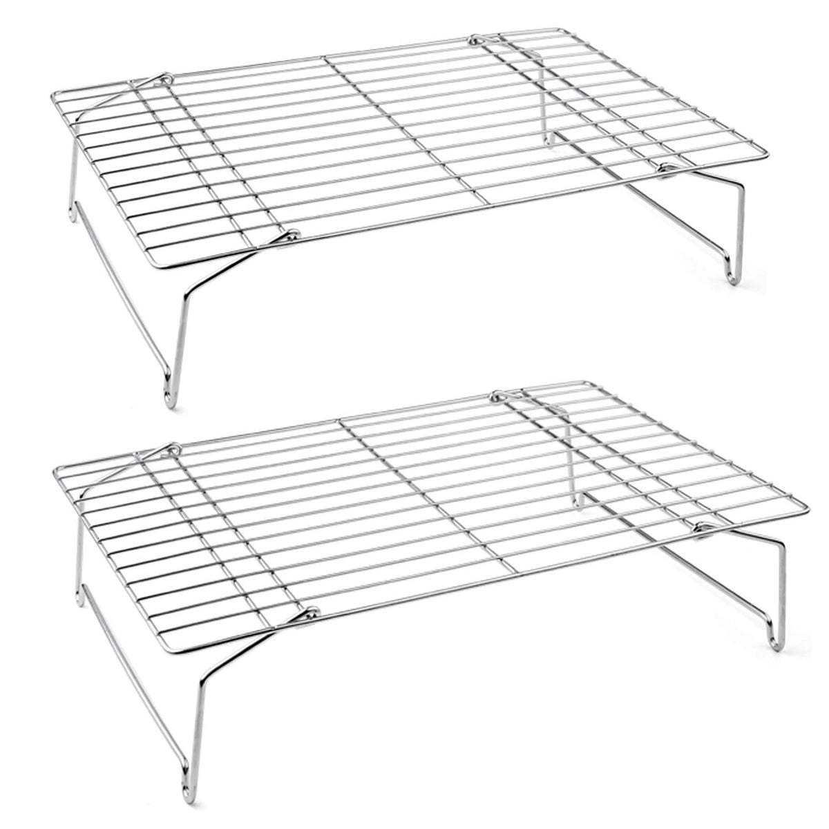 P&P CHEF cooling rack 2-tier setup for sturdy air circulation and even cooling.