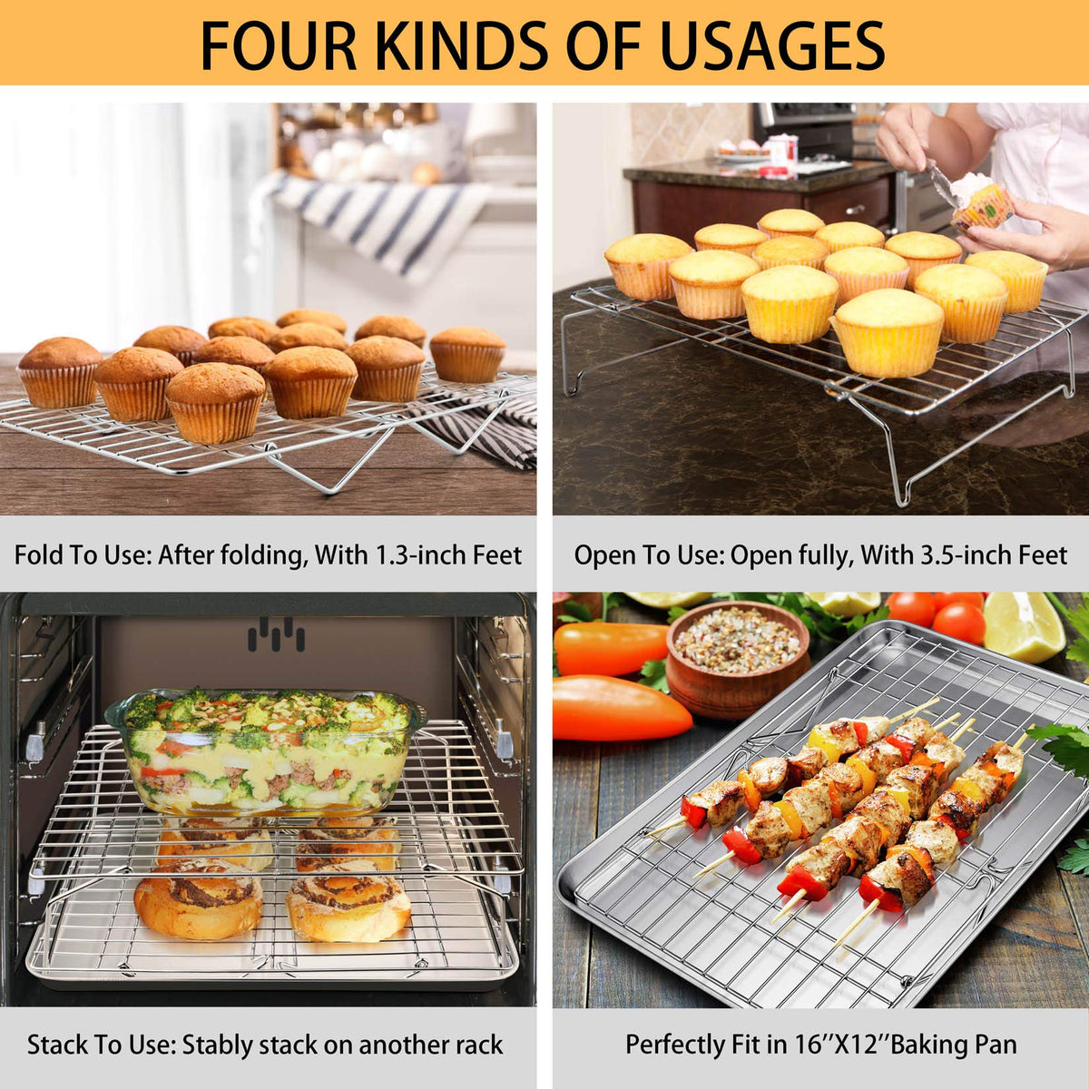 P&P CHEF oven-safe and dishwasher-safe rack for easy cleanup.