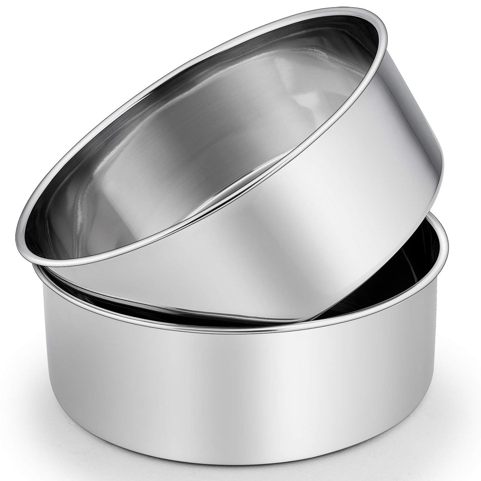 P&P CHEF 8-inch deep cake pan with 3-inch sides for tall layer cakes.