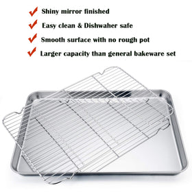 P&P CHEF deep-rim bake tray designed to contain sauces and juices.