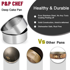 P&P CHEF dishwasher-safe cake pan simplifies cleanup after gatherings and celebrations.