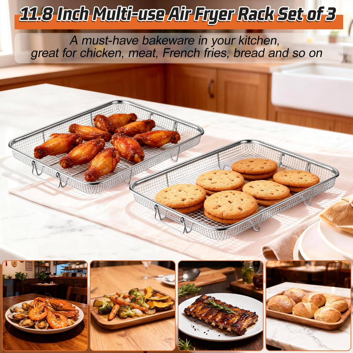 P&P CHEF dishwasher-safe baskets for effortless cleaning after cooking.
