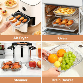 P&P CHEF dishwasher-safe rack for easy cleaning after frying and dehydrating.