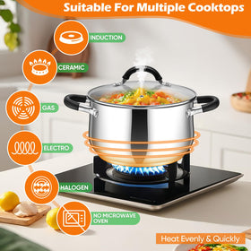 P&amp;P CHEF stock pot is dishwasher safe for quick cleanup.