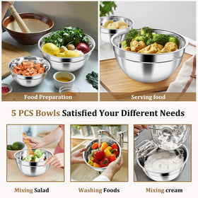 Raised lid design on P&amp;P CHEF bowls helps prevent spills during mixing.