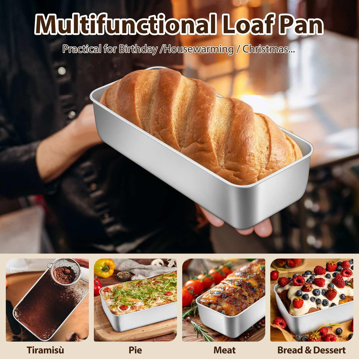 P&P CHEF loaf pan interior and exterior are dishwasher safe for easy cleaning
