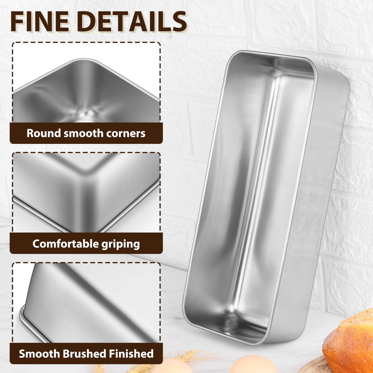 P&P CHEF loaf pan with flat bottom promotes even heat distribution