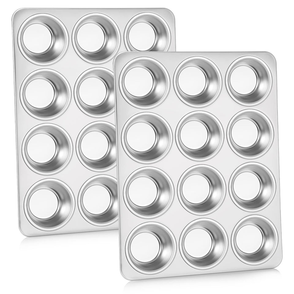 P&P CHEF muffin pan 12 cups inside view for even baking