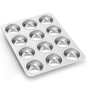 P&P CHEF muffin pan with 12 cups ready for batch baking muffins
