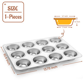 P&P CHEF muffin pan close-up shows mirror finish for even heat and easy release