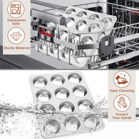 P&P CHEF muffin pan oven and dishwasher safe for convenience