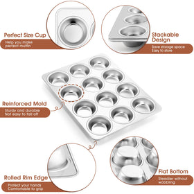 P&P CHEF muffin pan rolled rim for safe handling