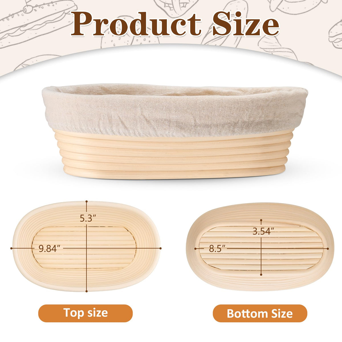 P&P CHEF natural rattan proofing basket highlighting textured weave for rustic dough shaping.