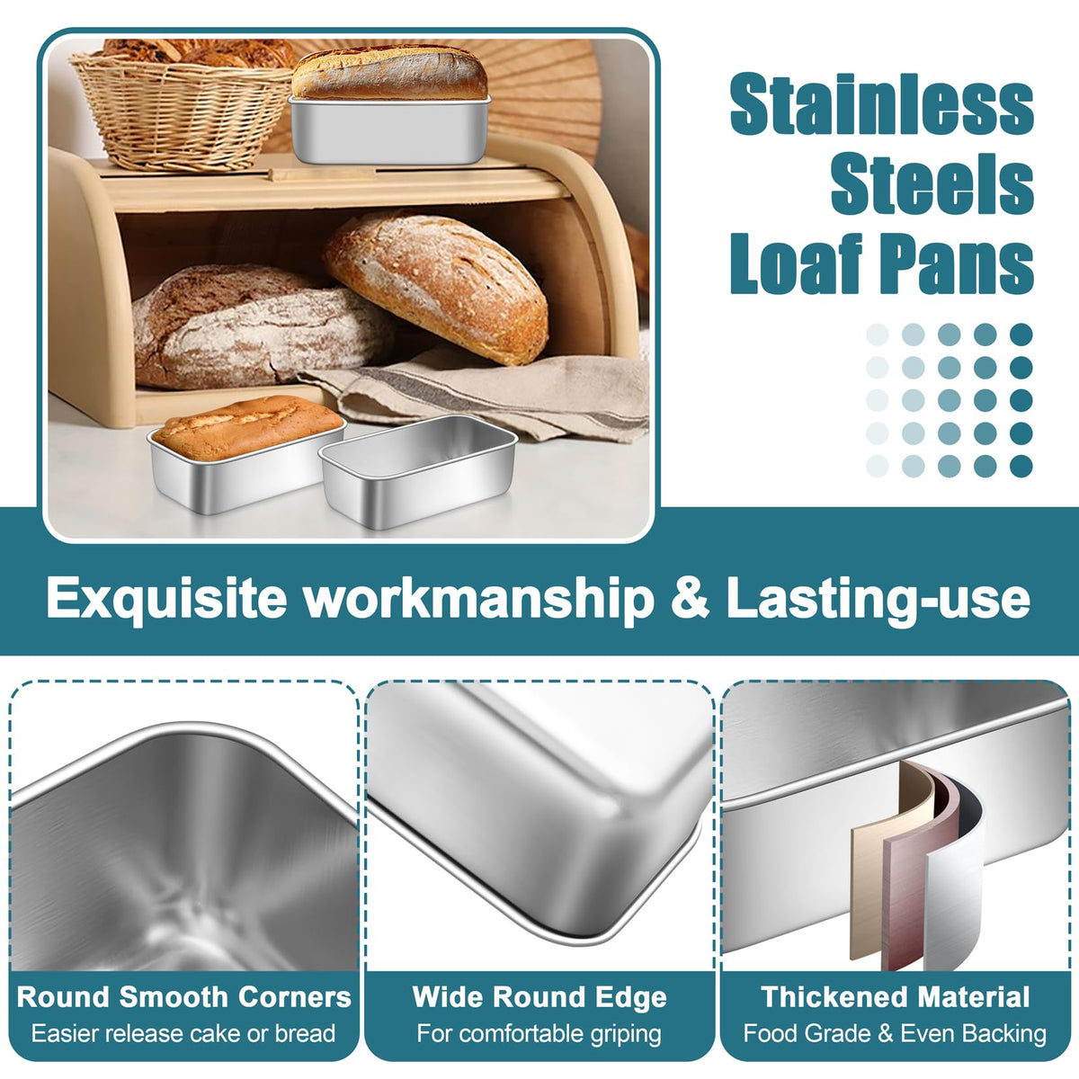 P&P CHEF one-piece loaf pan prevents leaks during baking.