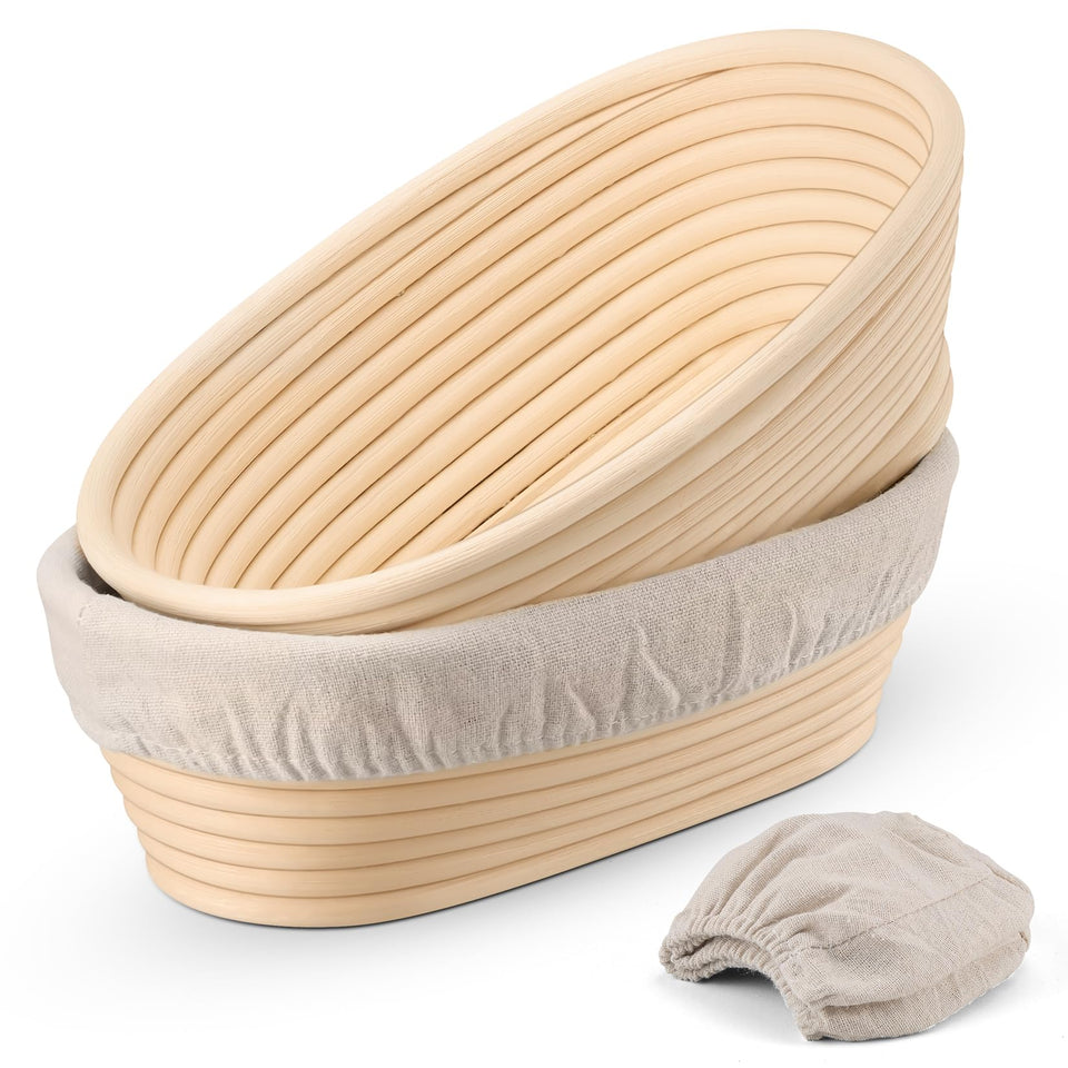 P&P CHEF oval bread proofing basket with liner supports even fermentation and crust patterns.