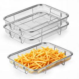 P&P CHEF 11.8-inch air fryer baskets three-pack for versatile oven cooking.