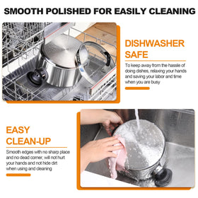 P&P CHEF pasta pot easy-clean surface reduces sticking for fast cleanup.