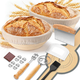 P&P CHEF round proofing basket in natural rattan for even fermentation