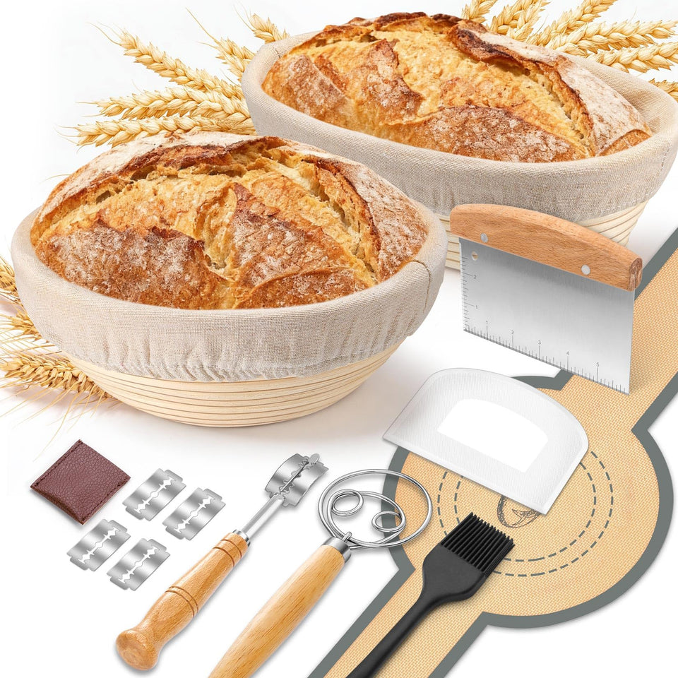 P&P CHEF round proofing basket in natural rattan for even fermentation