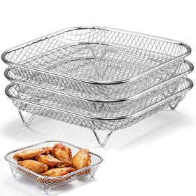P&P CHEF square air fryer rack 7.72 inch set-3 supports even frying in compact spaces.