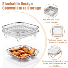 P&P CHEF stackable frying baskets 4-8 qt enable efficient batch cooking.