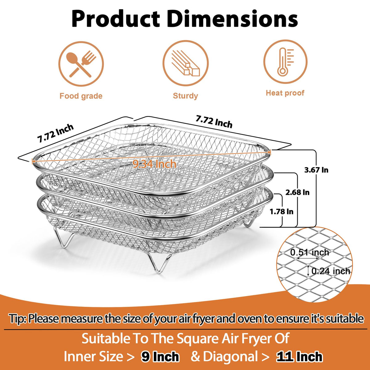 P&P CHEF stainless steel dehydrator rack 3-tier designed for versatile oven use.