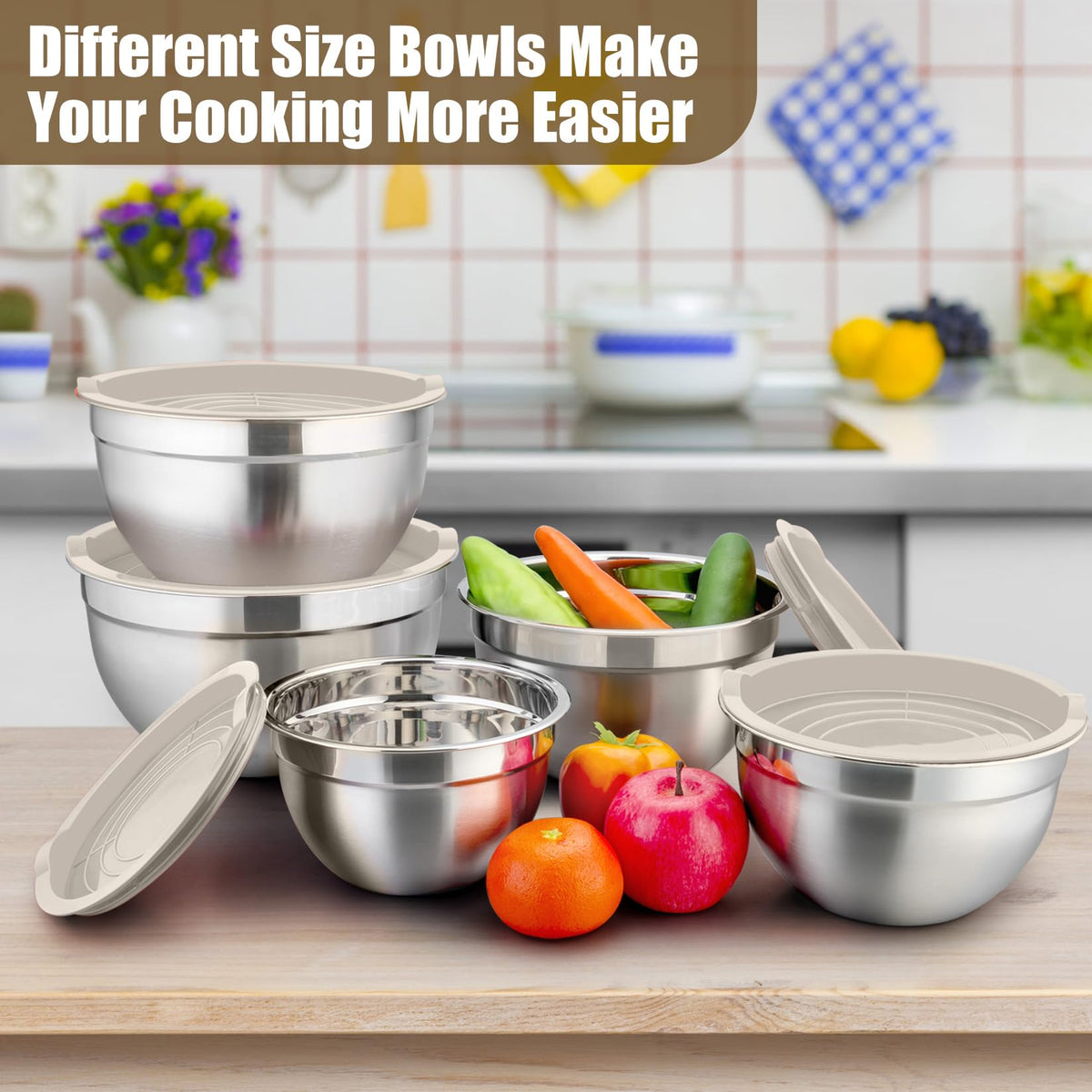 P&P CHEF stainless steel nesting bowls save cabinet space