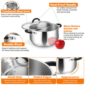 P&P CHEF pot handle closeup with heat-resistant silicone wrap.