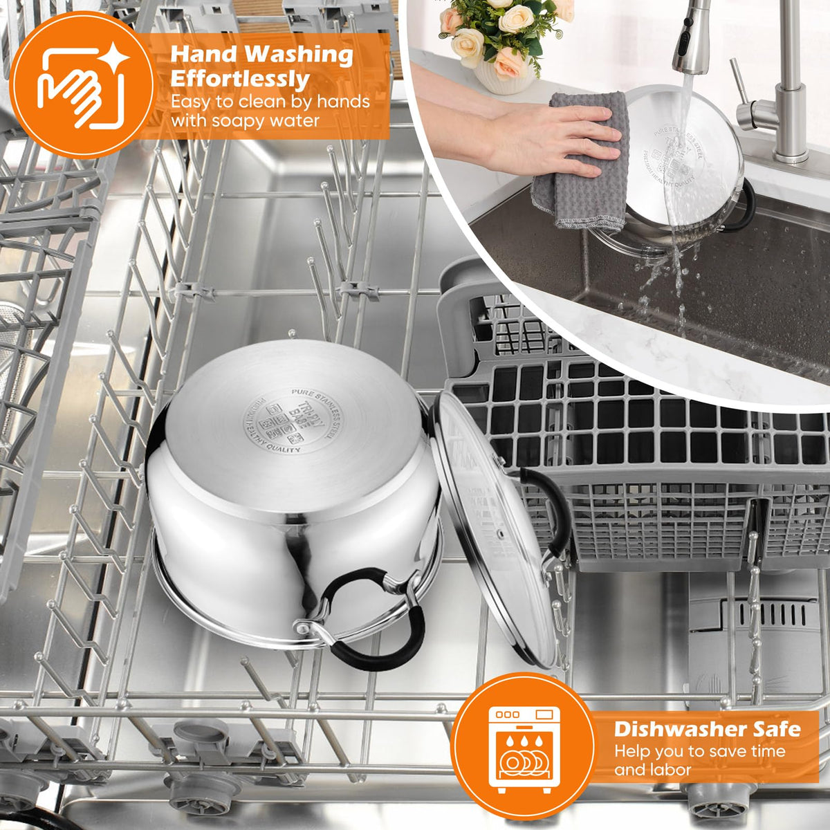 P&P CHEF 4 Qt stock pot compatible with induction cooktops and versatile stoves.