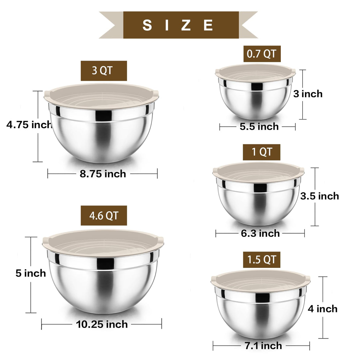 P&P CHEF bowls with wide rims for comfortable grip