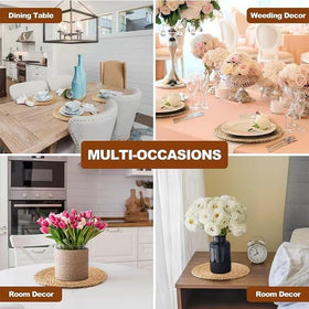 PPB2K rustic braided wicker mats protect surfaces while dining.