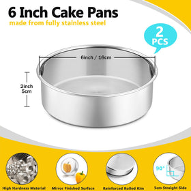 P&P CHEF 6-inch cake pan edge close-up, sturdy non-warp design.