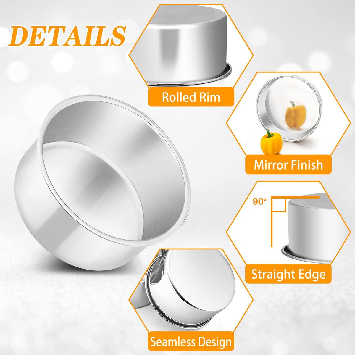 PP CHEF 2-inch depth cake pans; sturdy layers for even bake.