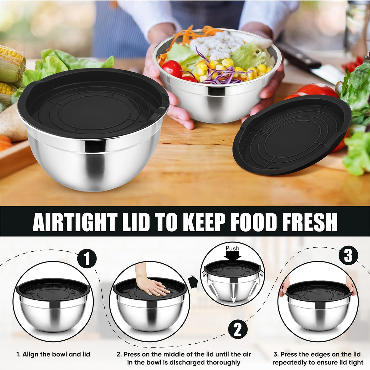 P&P CHEF complete mixing bowl kit supports efficient kitchen prep and storage.