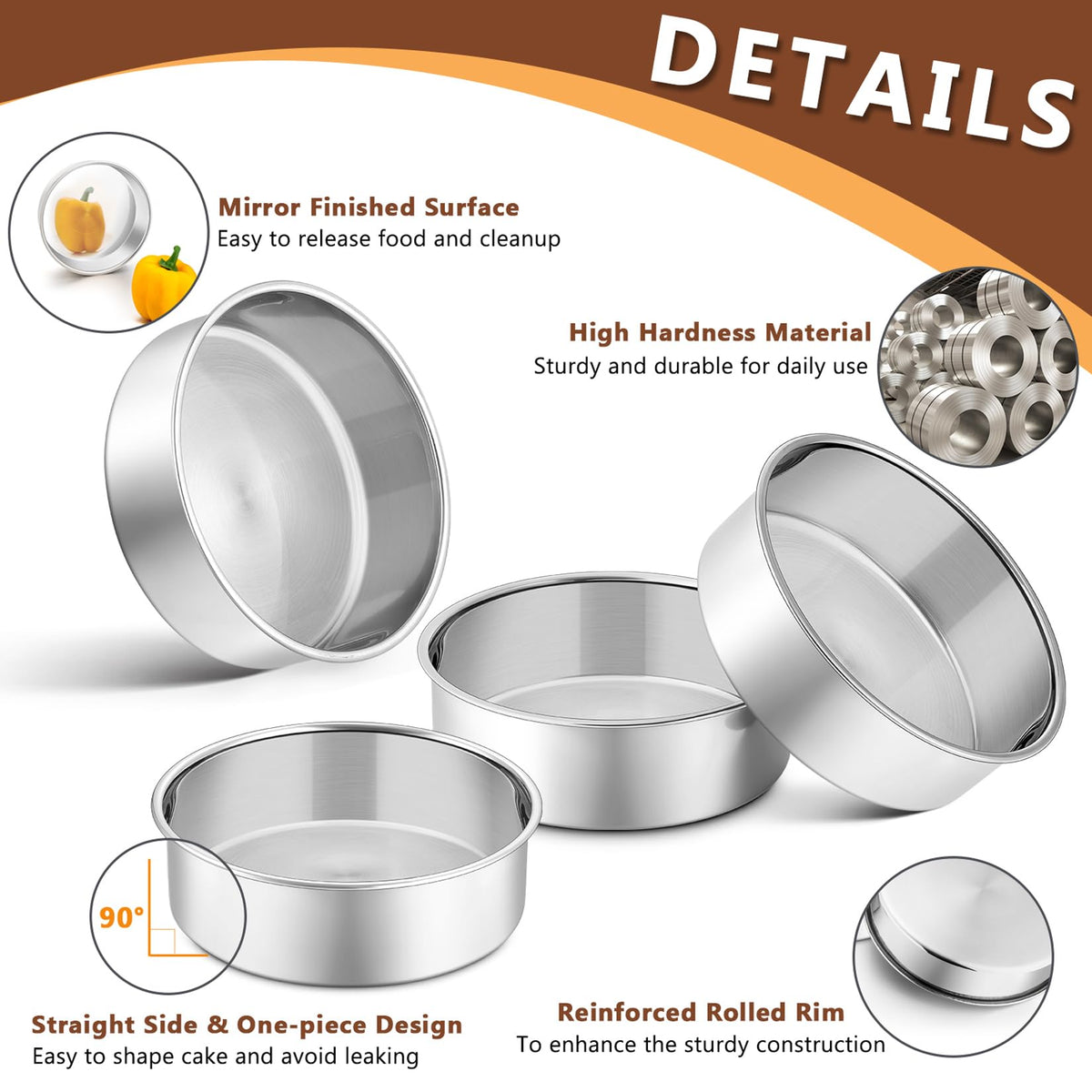 Leak-proof round pans keep batter contained for flawless layers and reduced mess.