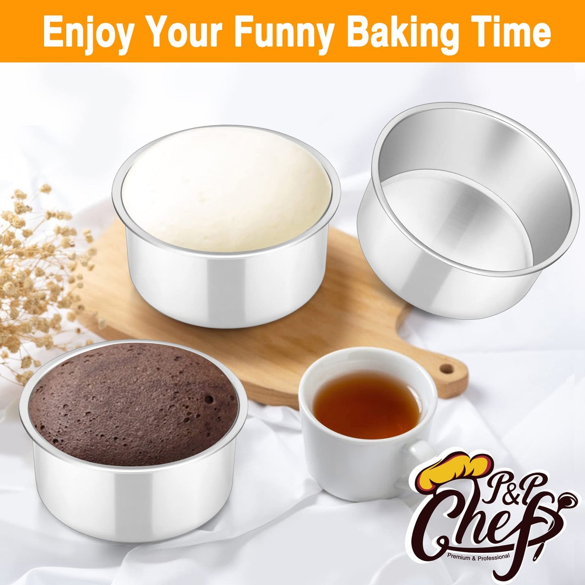 PP CHEF mini cake pan collection; perfect for birthday treats.