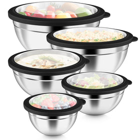 P&P CHEF mixing bowls with visible lids let you check ingredients at a glance.