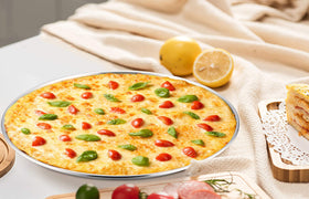 P&P CHEF pan features sloped edge design to prevent overflow