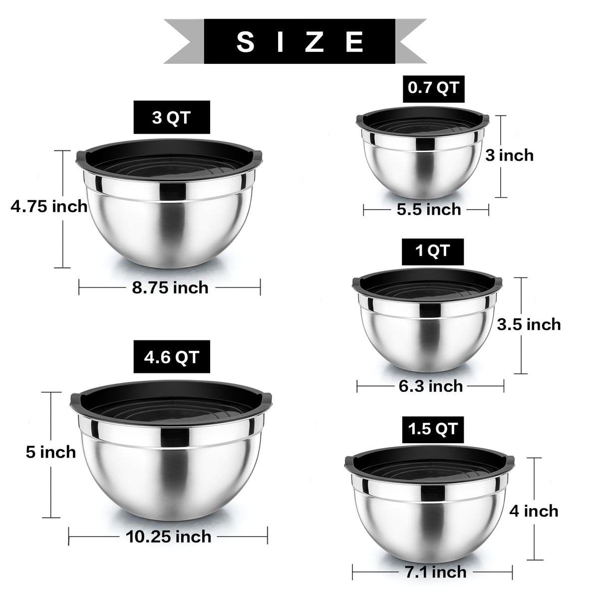 P&P CHEF lids seal tightly to keep ingredients fresh and dry.