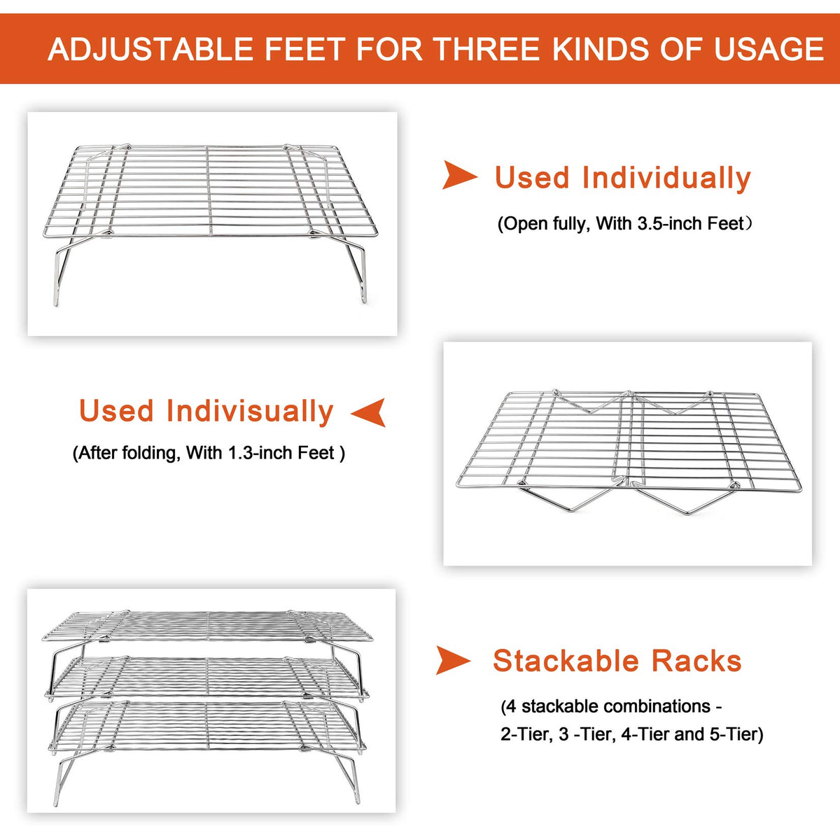 P&P CHEF stackable oven safe rack shown with sheet pan for space saving